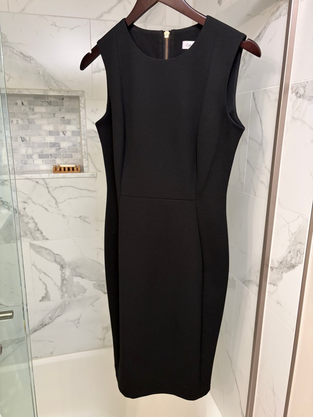 Calvin Klein Black Sleeveless Midi Sheath Dress